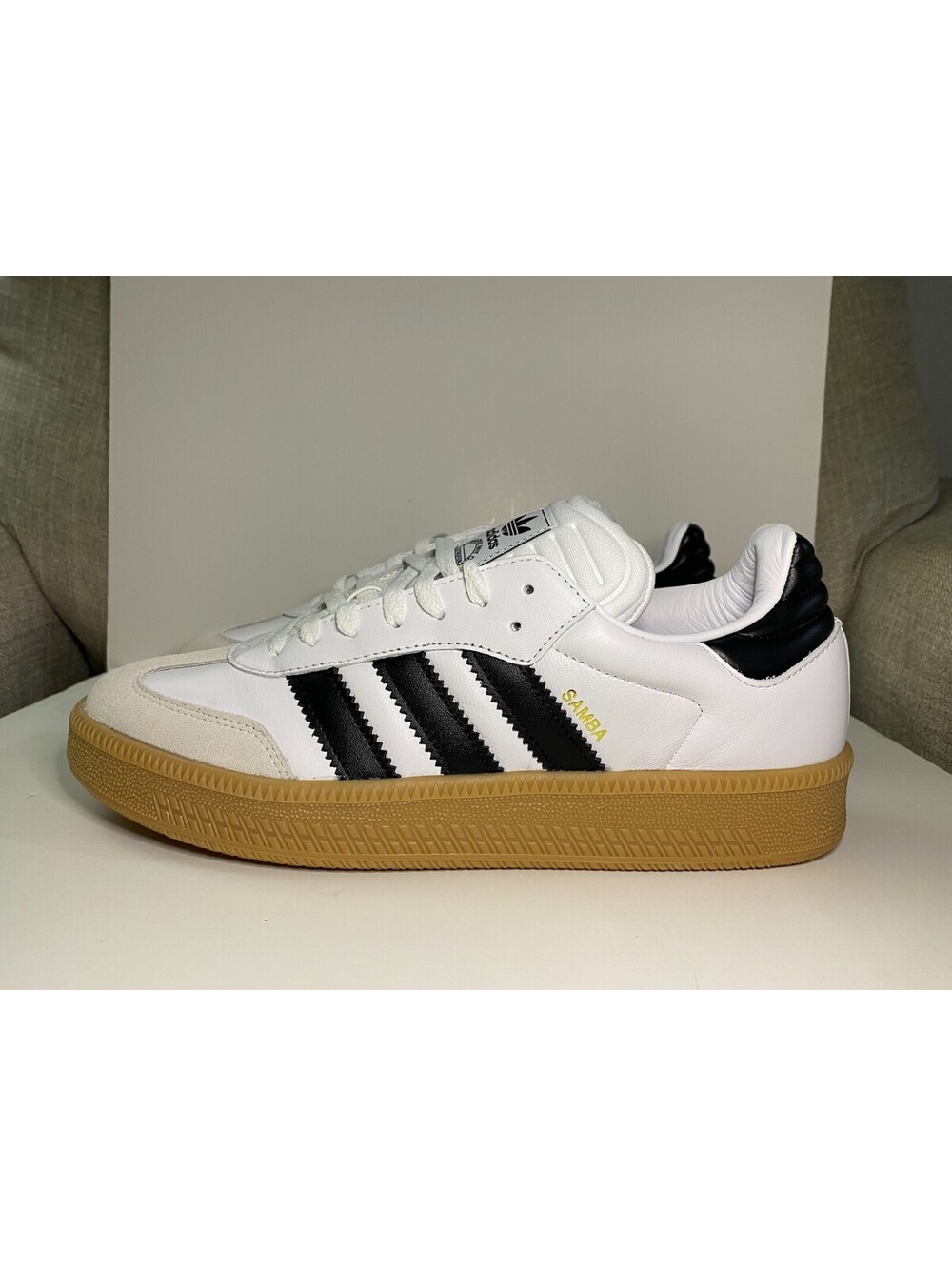 Adidas Samba XLG IE1377 Men's Sneakers 12 Cloud White Black Gum Leather Shoes